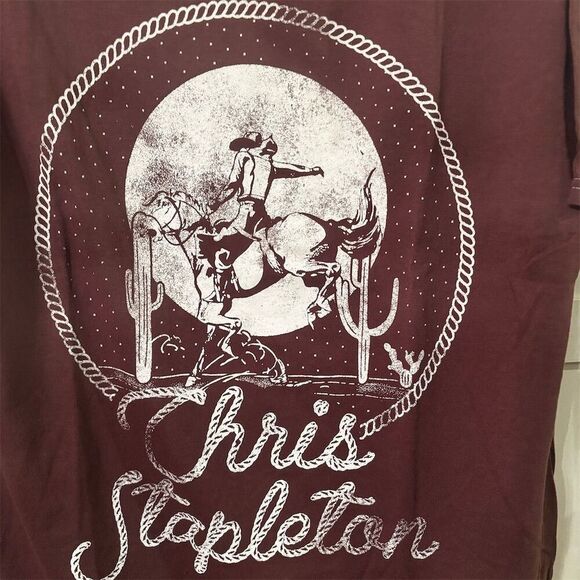 Chris Stapleton Cowboy Western Graphic T-Shirt Brown Men's Size M - Picture 2 of 5